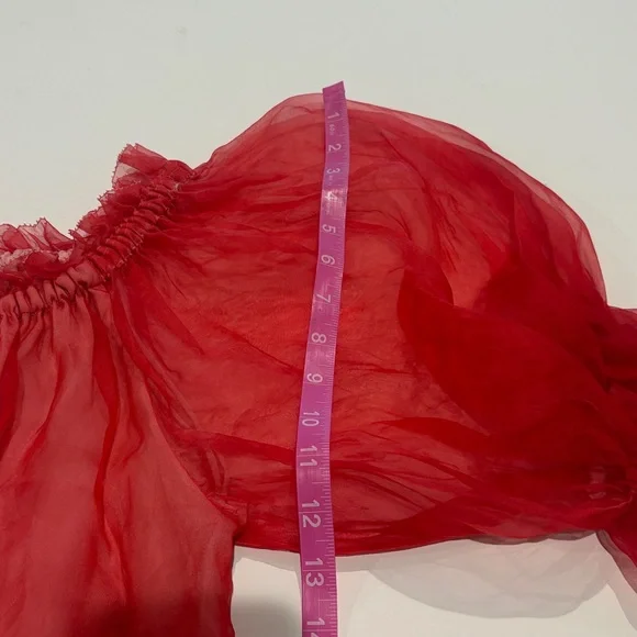 Alice + Olivia off the shoulder semi sheer Women's blouse in red size small